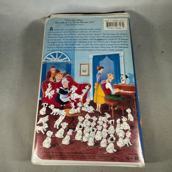 Walt Disney Classic 101 Dalmatians VHS 1992 Family Animation Movie G RCA - Picture 2 of 3